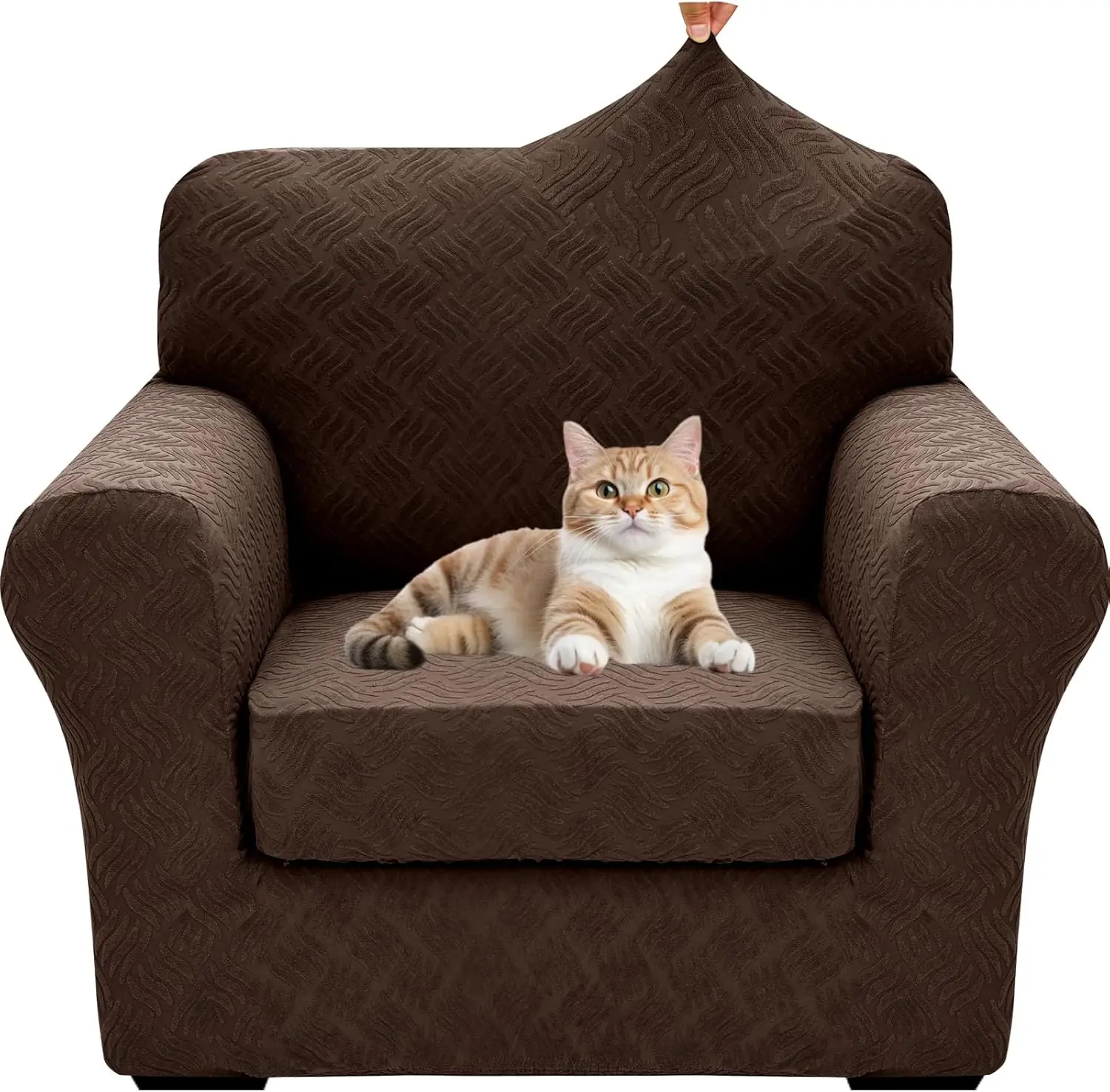 

2025 New Pattern 2 Pieces Chair Covers For Living Room High Stretch Chair Slipcovers With A Anti Slip Armchair Sofa Slipcover