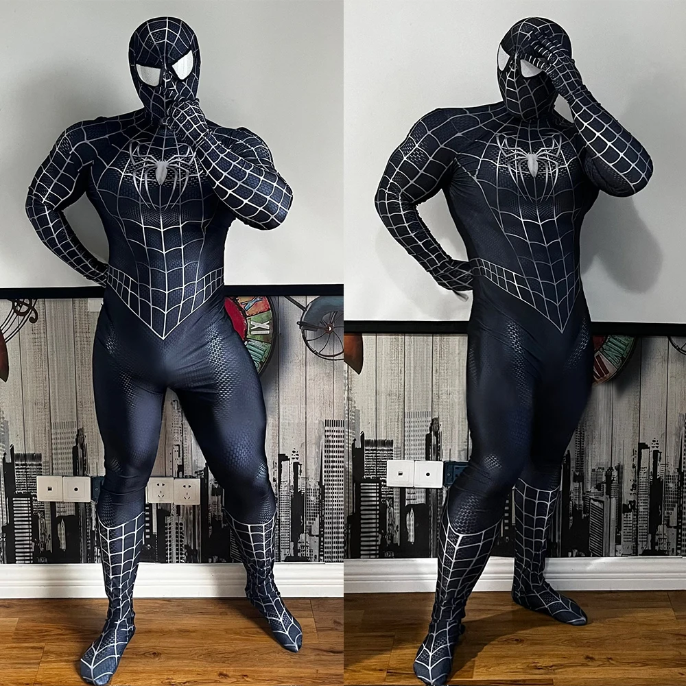 

Новая версия черного костюма Человека-паука Рэими Симбионта, супергеройский зентай-костюм из спандекса, наряд Человека-паука для Хэллоуина, для взрослых