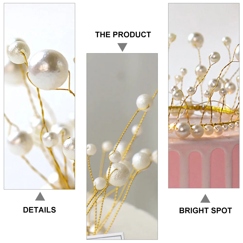 

2Pcs Lovely Pearl Crown Cake Topper for Wedding Party Costume Cosplay Ornaments Pearl Crown Cake Topper Party Decoration
