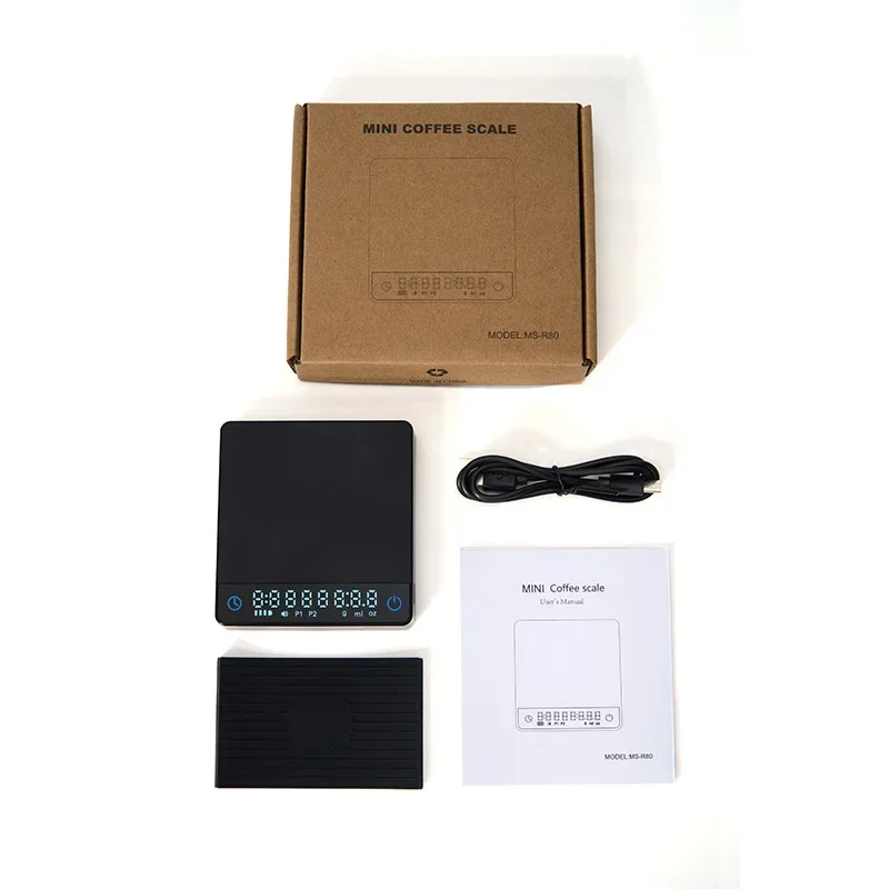 Portable Hand-brewed Coffee Weighing Bean Timing Scale Italian Mini Espresso Electronic Scale Special 2kg Barista Weighing Tool view 6
