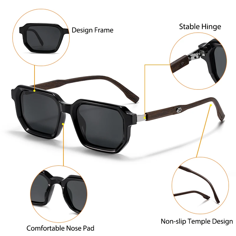 CATERSIDE Occhiali da sole polarizzati da uomo Design poligonale retrò Decorazione in metallo Occhiali da sole Occhiali da viaggio per feste da donna alla moda