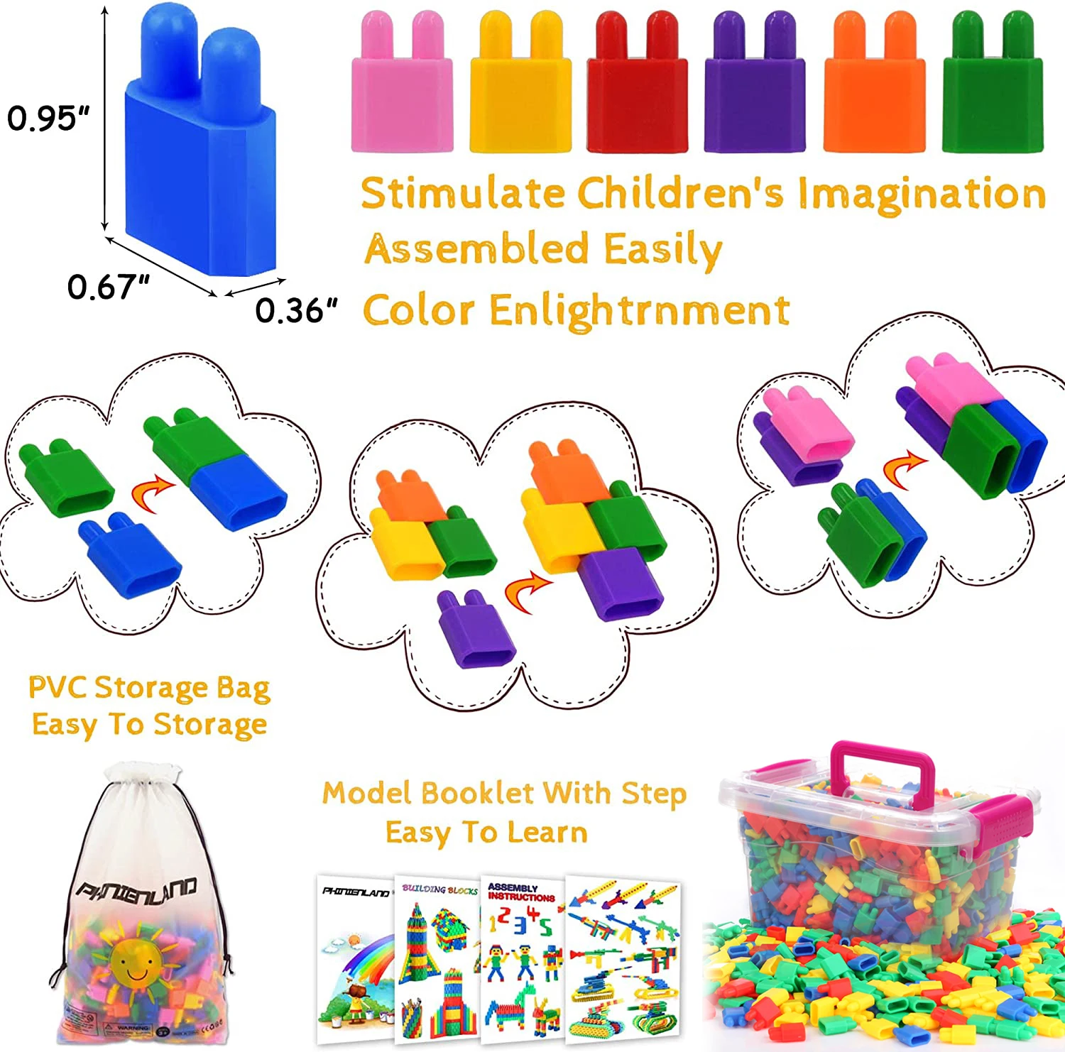 Kids 600pcs Set Building Blocks Construction Toy Learning Playset STEM Toy Set Educational Kit Child Branin Development Toy