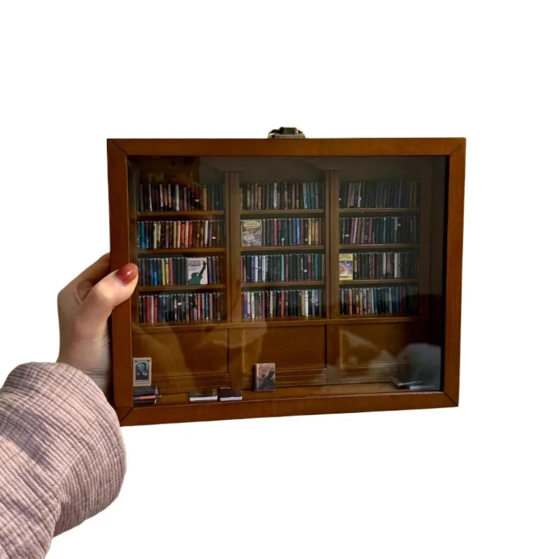 

Miniature bookshelf ornament decompression anti-anxiety bookshelf bookshelf ornament creative anti-solid wood ornament birthday
