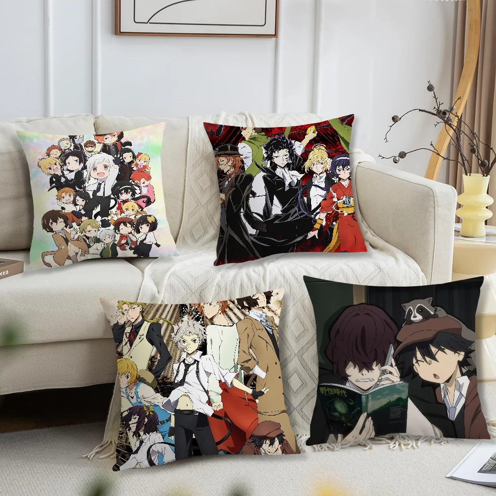 Hot Anime B-Bungo Stray Dogs Pillow Case Living Room Sofa Cushion Cover Suitable For Home Bedroom Room Decoration