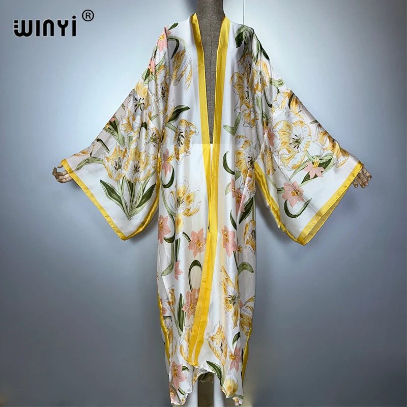

WINYI boho kimono fashion kaftan beachwear Cardigan evening dress open abaya dubai luxury cover-ups beach outfits women Hanfu