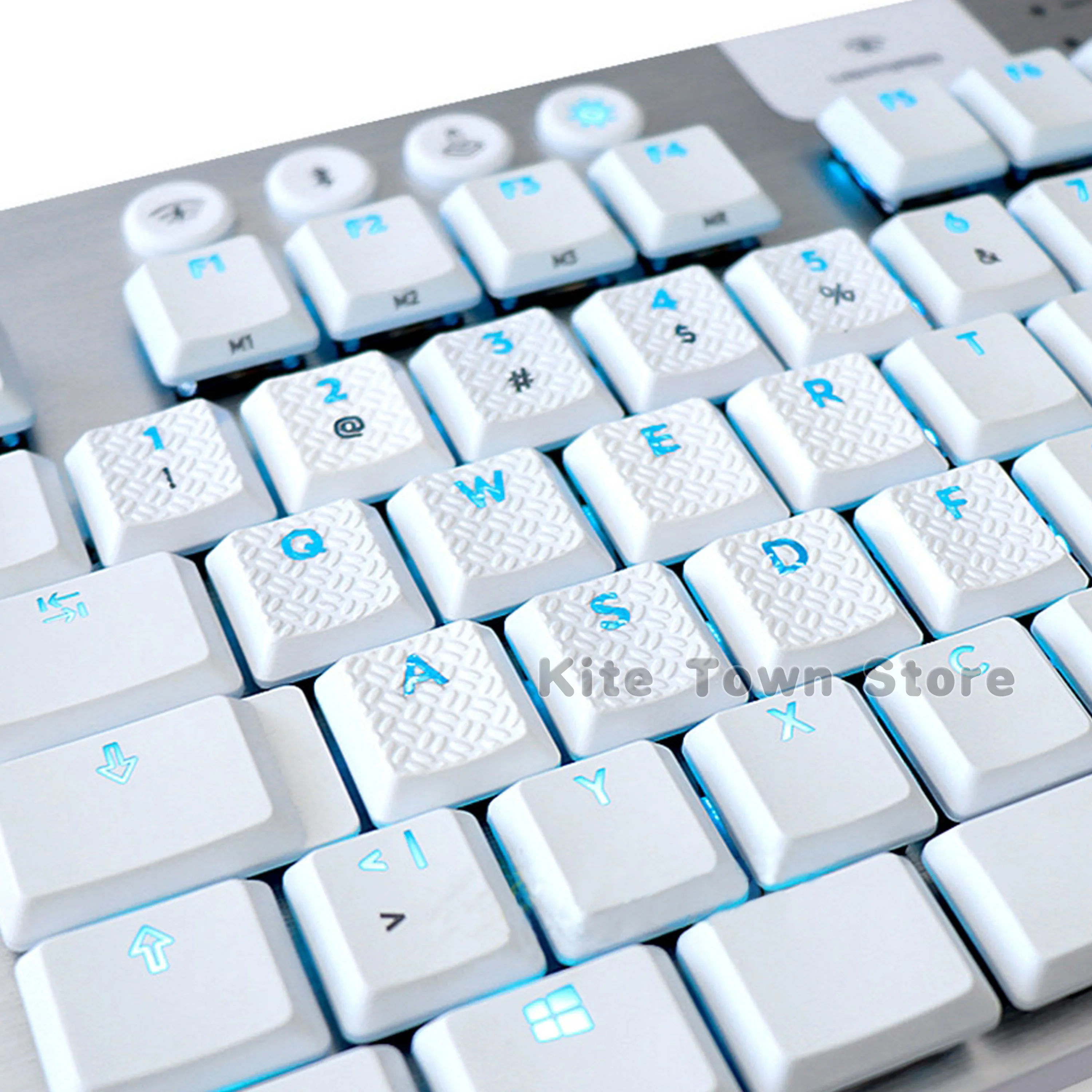 13pcs White Texture Tactility Backlit Replacement Keycaps for Logitech G813 G815 G913 G915 TKL RGB Mechanical Keyboard