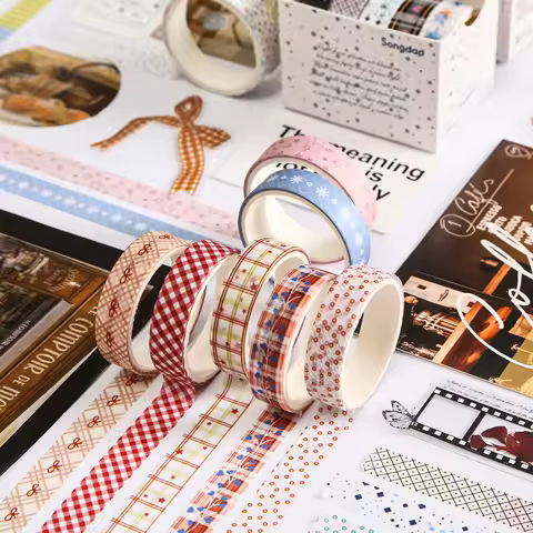 5pcs/set Basic Grid Star Decorative Tape Cute Cartoon Creative Washi Tape School Stationery