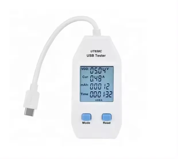 USB Tester 4-24V Type-A/Type-C Current Voltage Capacity Tester 0-99999mAh IP55 3Y Warranty