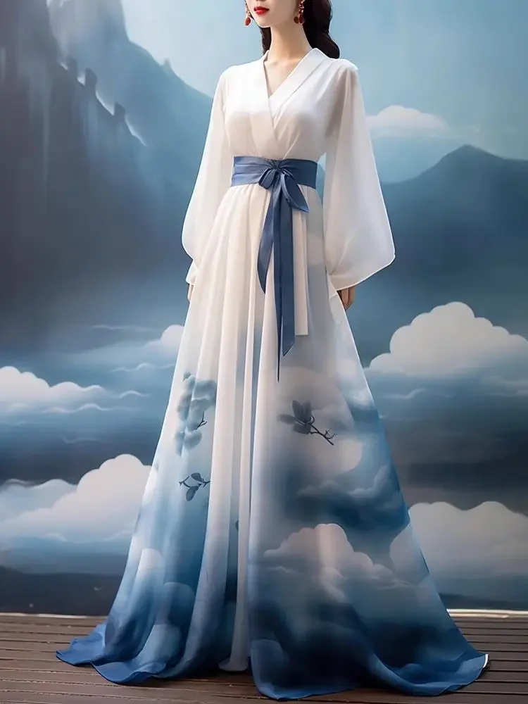 

Hanfu Chinese Style Dress Women Traditional Elegant cloud Princess Dresses Oriental Fairy Cosplay Stage Dance Robe