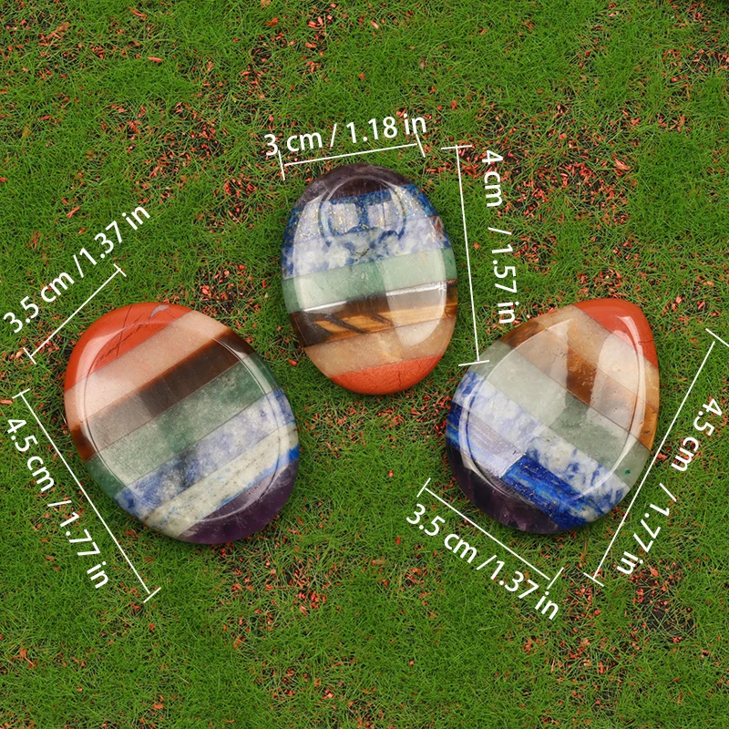 الجملة 7 ألوان شقرا تقلق حجر الجمشت روز Thumbstone جيب هدية التأمل البيضاوي كريستال حيوية طبيعية حجر النخيل #6