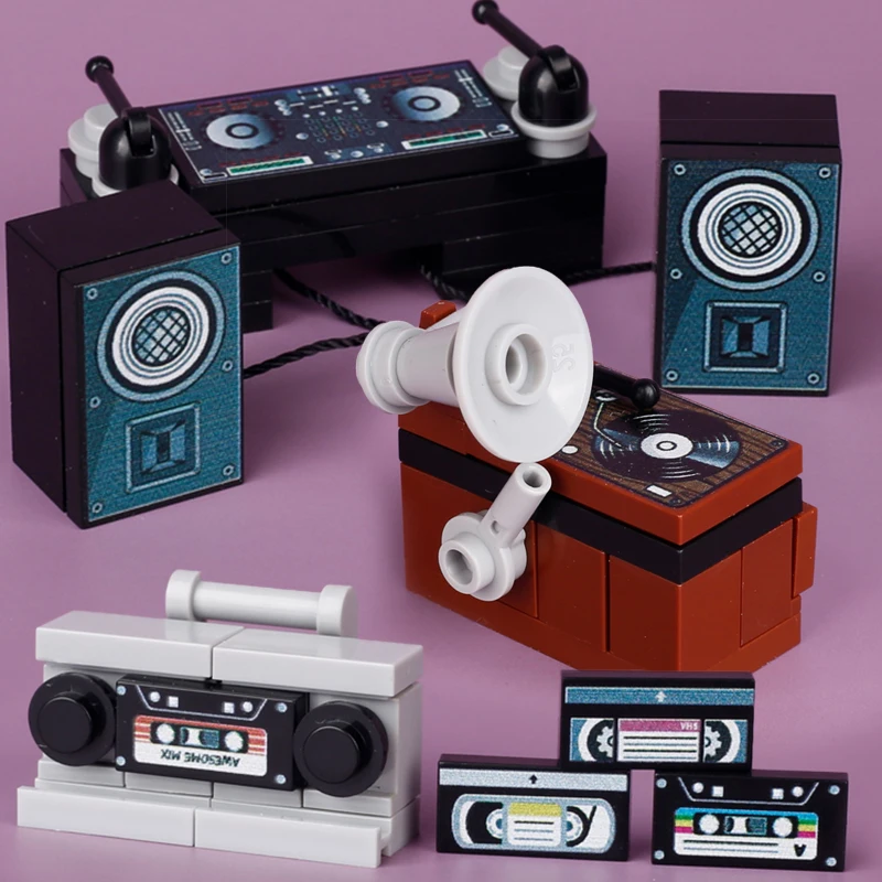 MOC Jukebox Recorder Building Blocks Music Player Retro Radio Tape Sound DJ MIX Audiotape Bricks Toys Children Gift