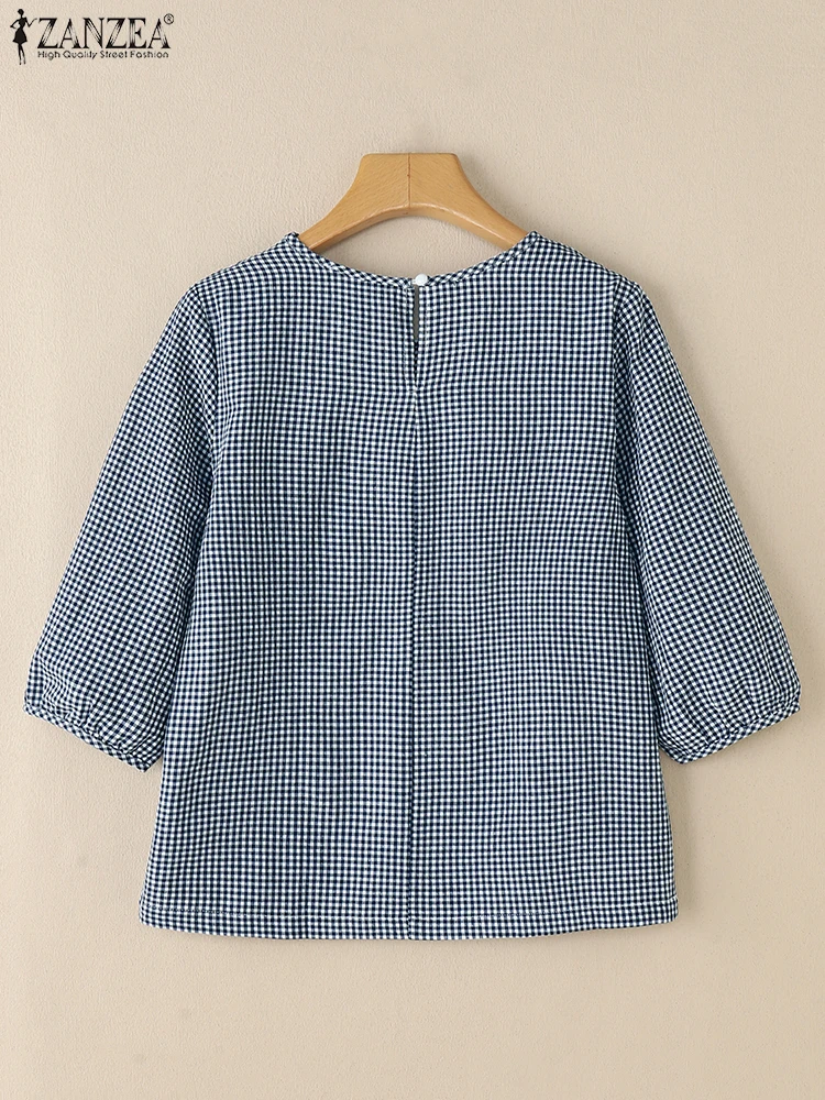 Autumn Summer Striped Shirt Women Elegant 3/4 Sleeve Work Blouse 2025 ZANZEA Casual O Neck Blusas Female Chemise Woman Tops
