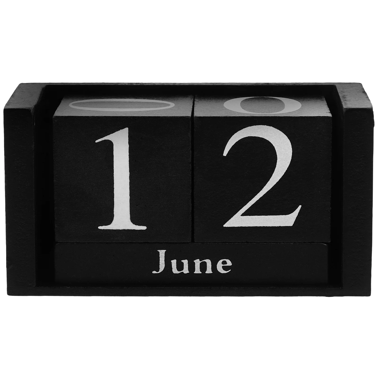 Freestanding Calendar Wooden Block Decor Daily Use Vintage Black Office Calender