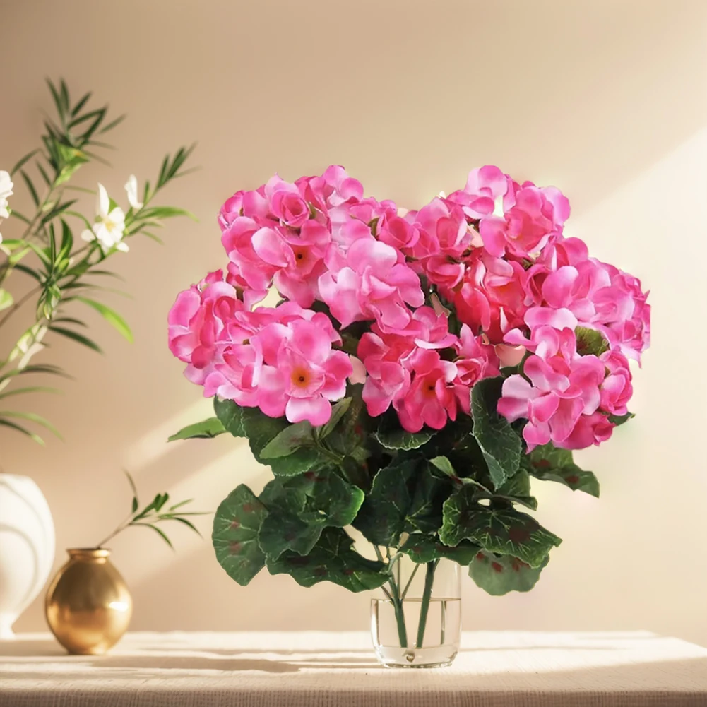 2/4 Stück 12,6 Zoll Künstliche Pflanze Seiden-Begonien-Blume Geranien UV-Beständig Vliesstoff Kunstblumen für Garten Bonsai Blumendekoration – Detail 12