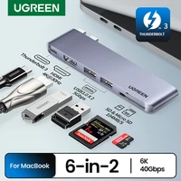 UGREEN USB-C HUB 6 en 2 tipo C a 4K HDMI Thunderbolt 3 USB3.0 adaptador SD y TF para MacBook Pro Air Docking Station USB-C Splitter