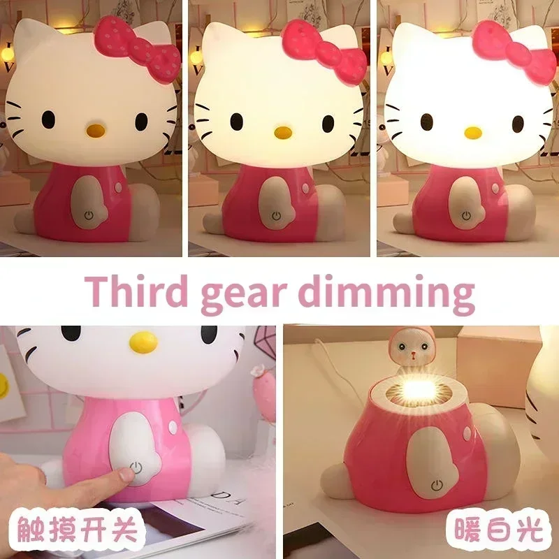 3D LED Small Night Lamp Touch Hello Kitty USB Baby Feeding home Bedroom Dreamy Protection Eye Sleep Light Bedside Room Decor