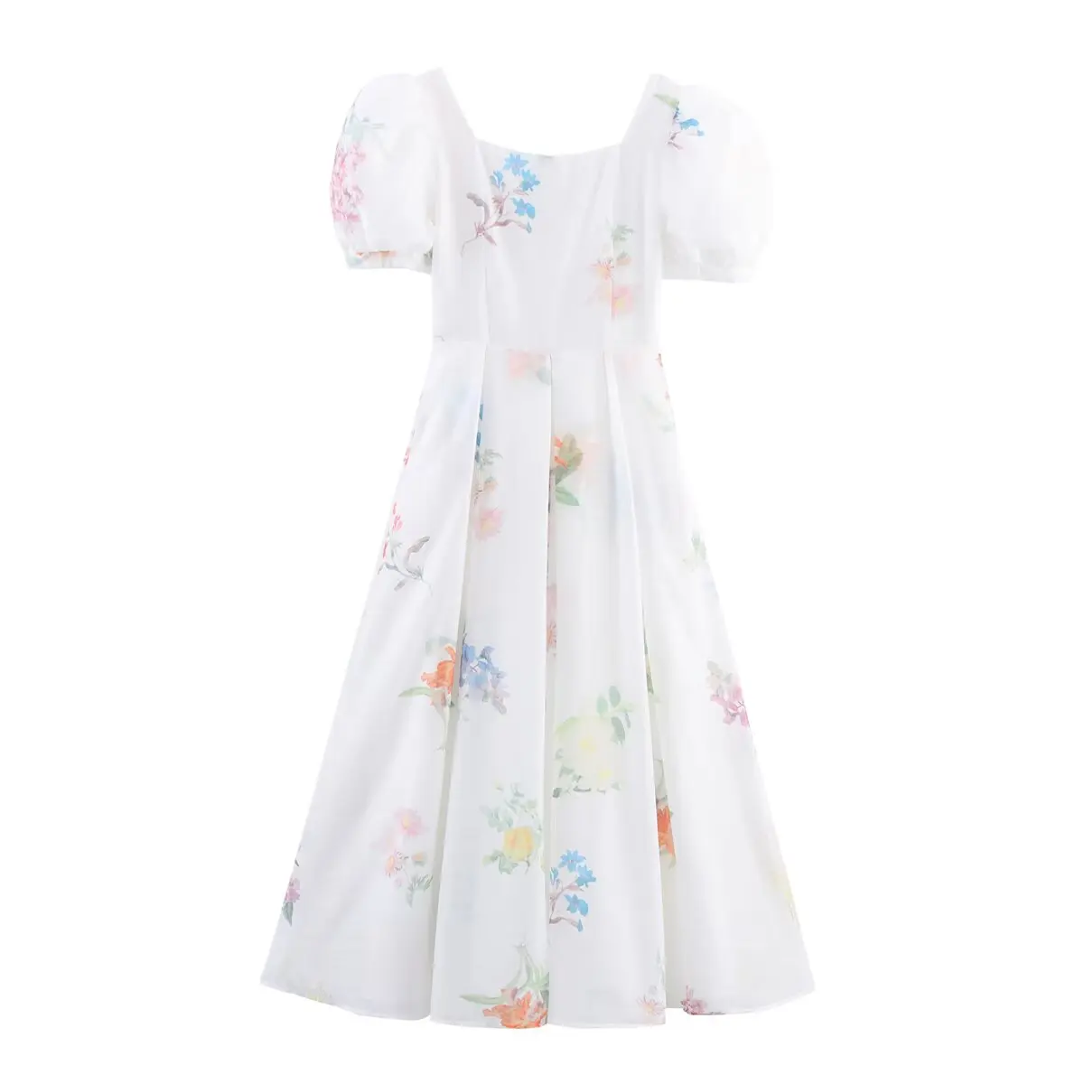 JNLEAOG 秋の新作レディースファッションデザインシフォンオージープリントカップドレスハイウエストストレートチューブトップレスシングルボタン