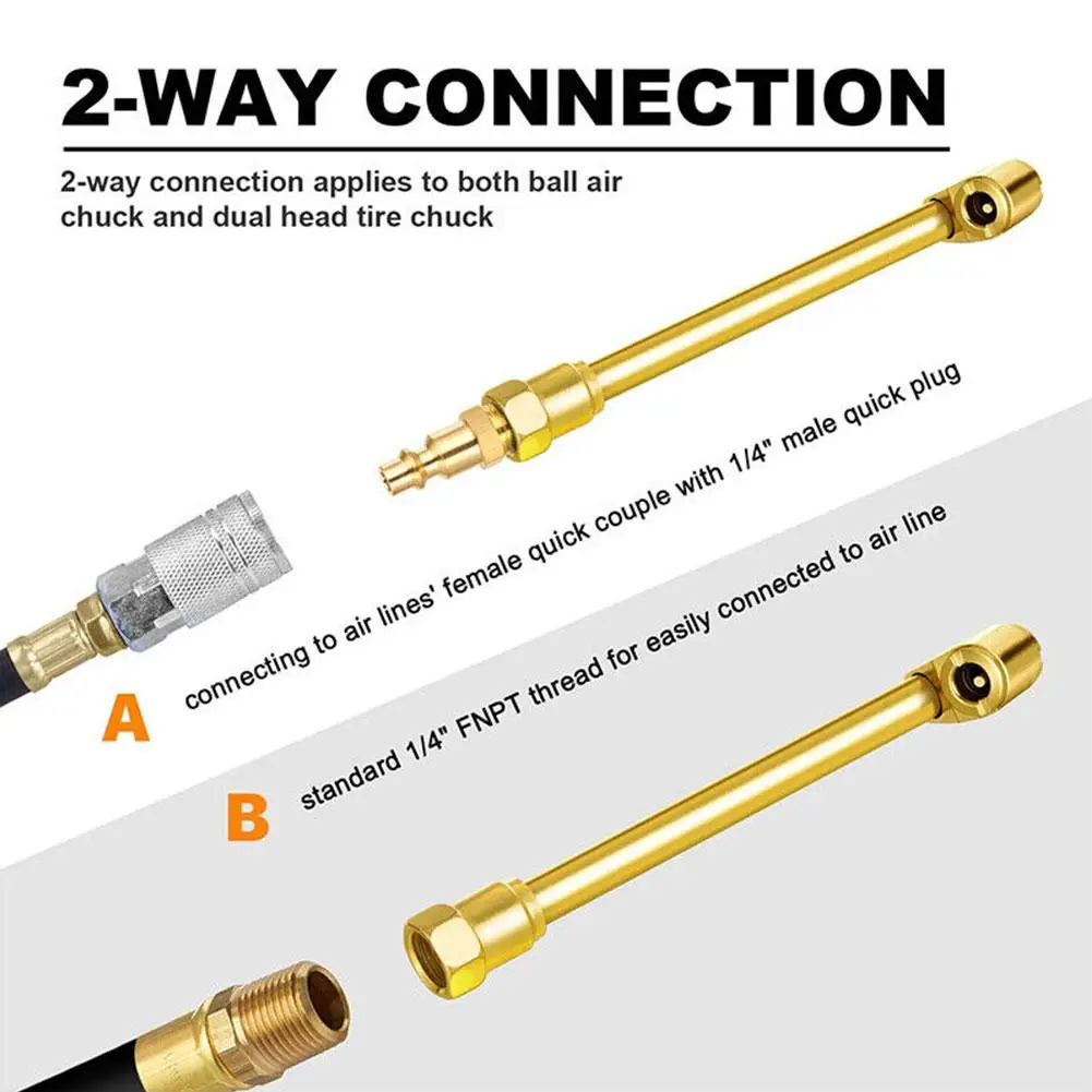 4 Pump Nozzles Double Head Pneumatic Chuck Sleeve Brass Hose 