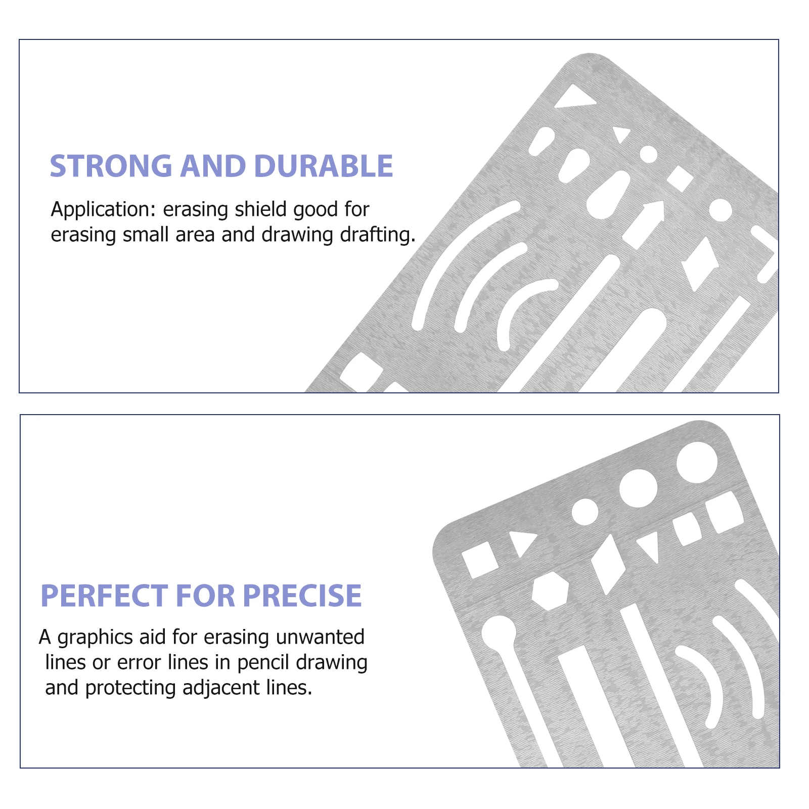 

3 Pcs Eraser Image Utensils Shield Template Drafting for Drawing Metal Templates Painting Tools Stencil Silver Office