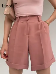 Veooil-Short blanc imbibé pour femme, jambe droite, taille moyenne avec fermeture éclair, poches à boutons, vêtements d'été décontractés