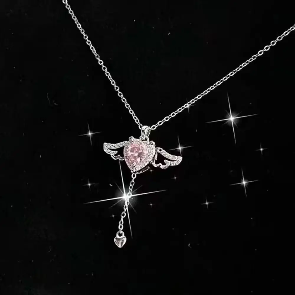 Beauty Alloy Bowknot Necklace Silver Classic Zircon Cross Pendant Light Luxury Fashion Temperament Clavicle Chain Lady/Girls