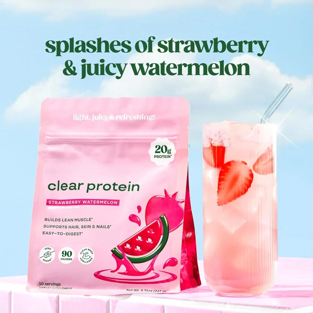 Clear Protein, Whey Protein Isolate with Collagen Peptides and Digestive Enzymes, 20g Protein, Sugar Free Post Workout Drink Mi