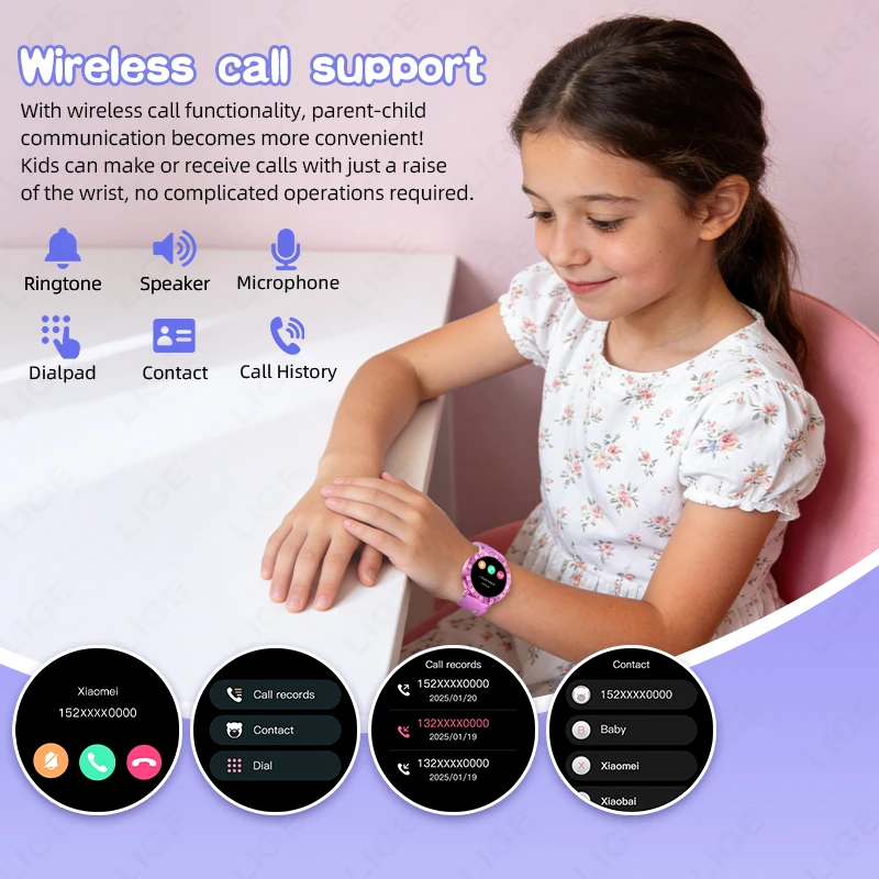 LIGE New Kids Study Smart Watch 1.26" Display Child Game Stress Sleep Monitor Alarm Clock Children Smartwatch Boy Girl Gift 2026