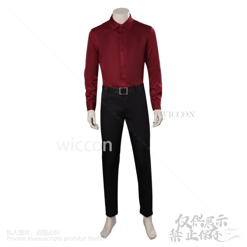 Cos Kenshi Takahashi Косплей Аниме Игра Mortal Kombat Костюм Красная Рубашка Черное Пальто Брюки Сумка Парики Для Хэллоуина Индивидуальные