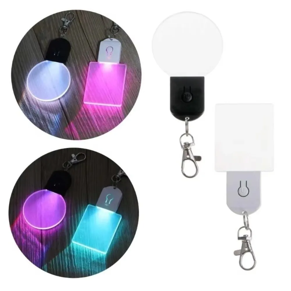 Porte-clés lumineux de nuit, mini porte-clés LED rechargeable, lumière d'urgence pour l'extérieur, usage quotidien pour enfants et adultes, breloque ronde en acrylique