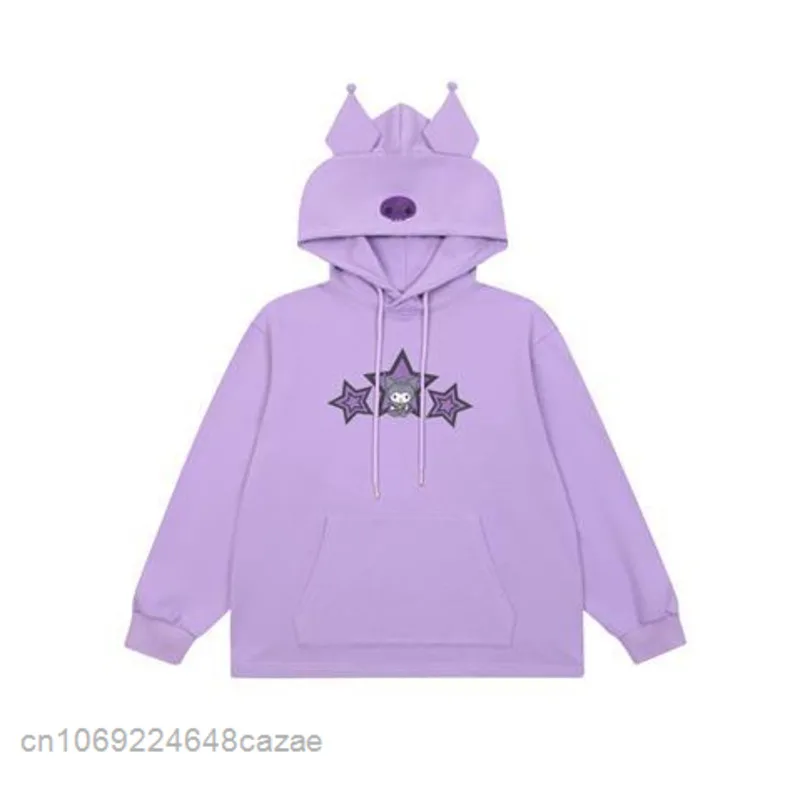 Sanrio Kuromi Little Devil Hoodie Girls Printed Student 2022 New Autumn Thin Harajuku Style Tops Korean Casual Clothes For Women