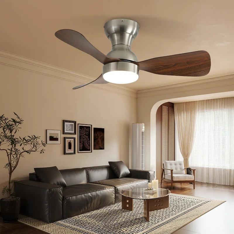 Medieval Style Mute Bedroom Ceiling Fan Light Living Room LED Ceiling Light Home Furnishings Study Small Fan Light