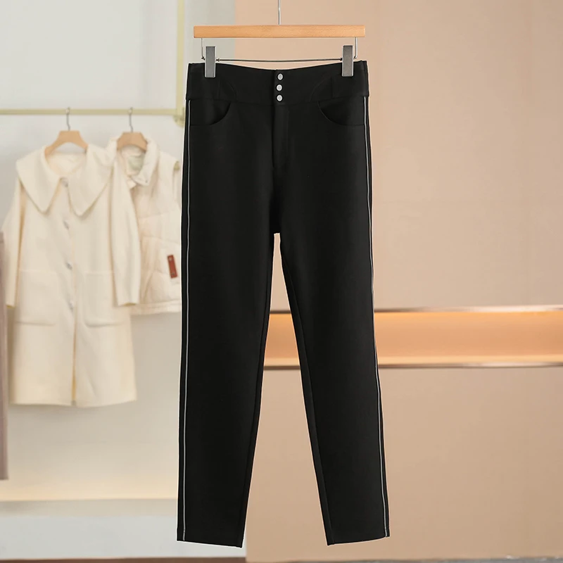 

Женские теплые повседневные брюки с высокой талией, на флисовой подкладке, эластичные, зауженные к низу, коллекция Зима 2024