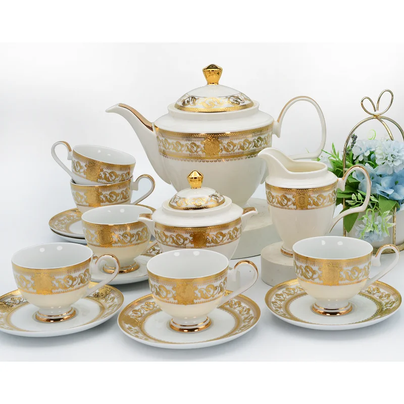 

17pcs High quality Bone China Tea Set With Teapot for 6 people