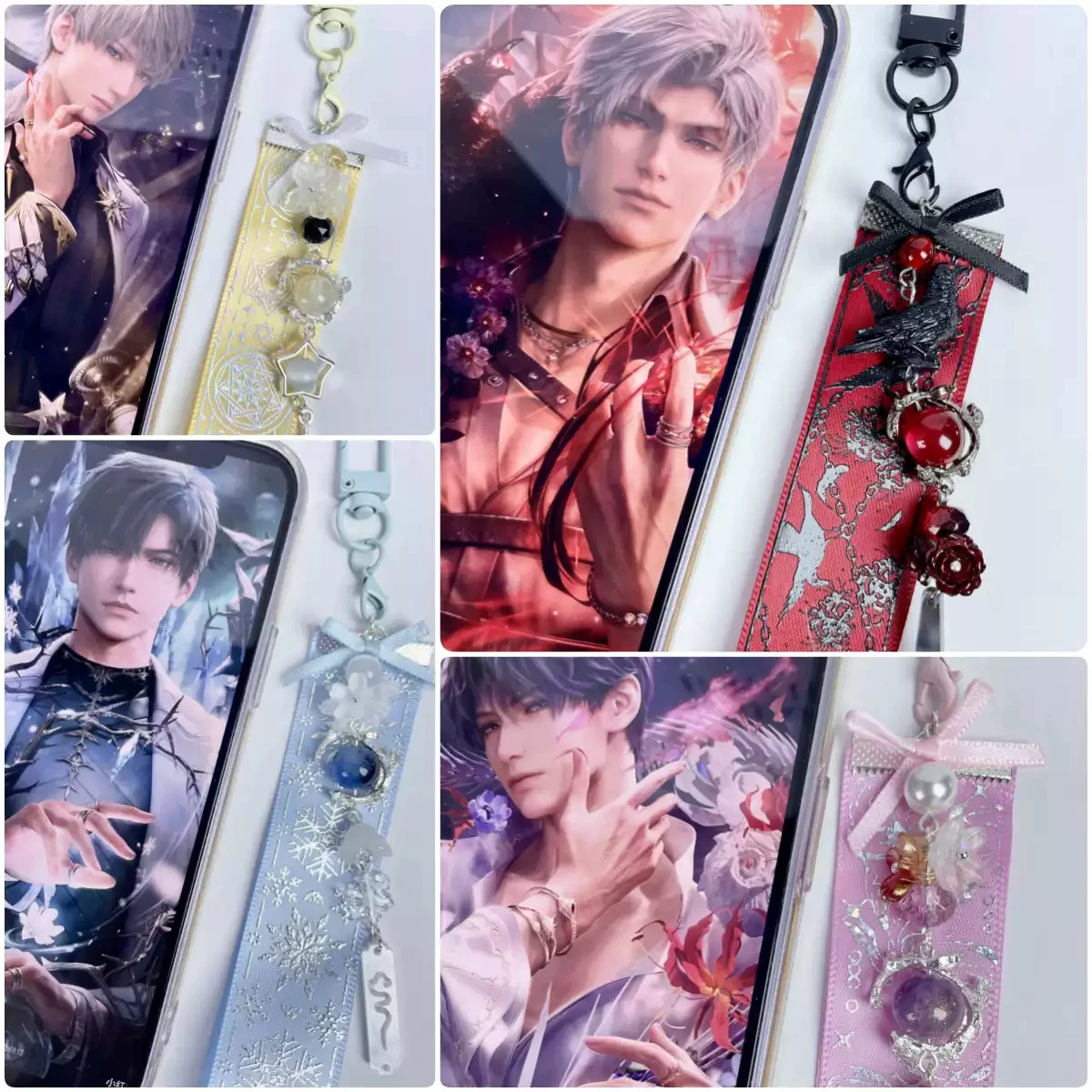 

Anime Love and Deepspace Sylus Zayne Rafayel Xavier Cosplay Beaded Keychain Cartoon Keyring Bag Charm Pendant Decoration Gift