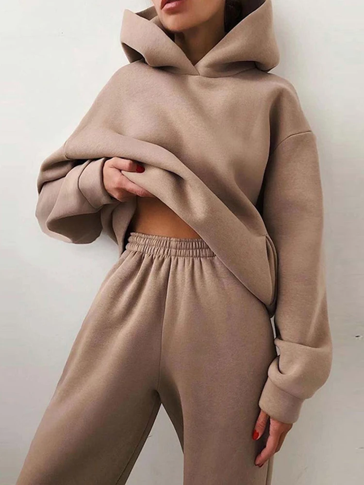 

HOUZHOU Two Piece Sets Women Oversized Suit Hoody Pullovers Autumn Trouser Suits Female Sweatshirt Hoodie Winter Sportswear