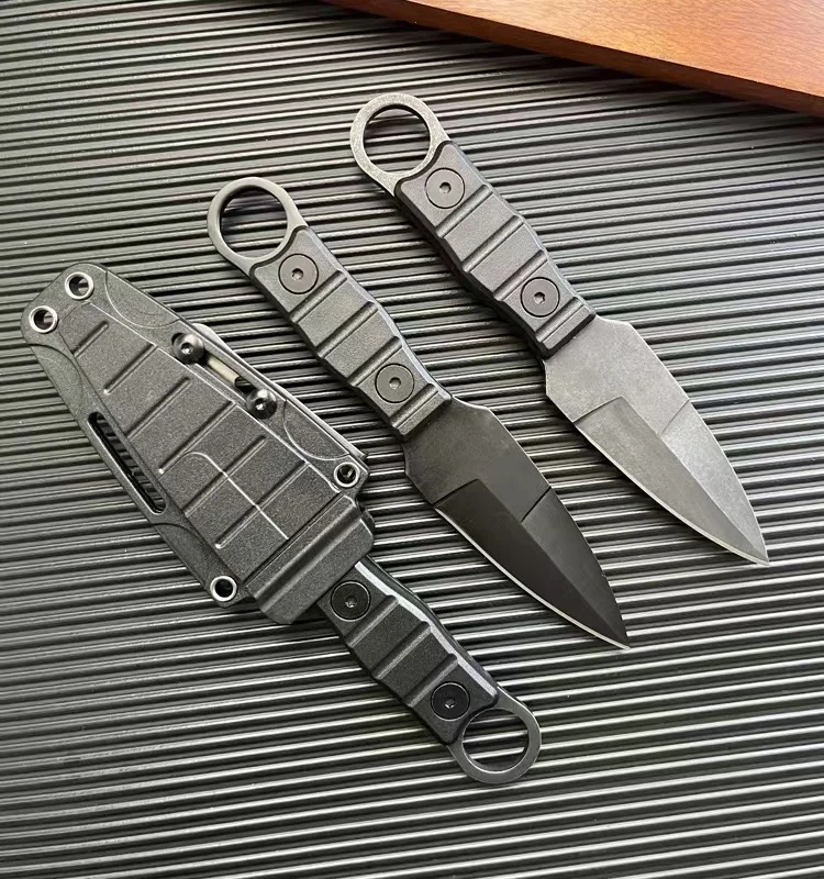 Outdoor small straight knife, high hardness survival knife, camping portable tactical knife, multi-function ring knife