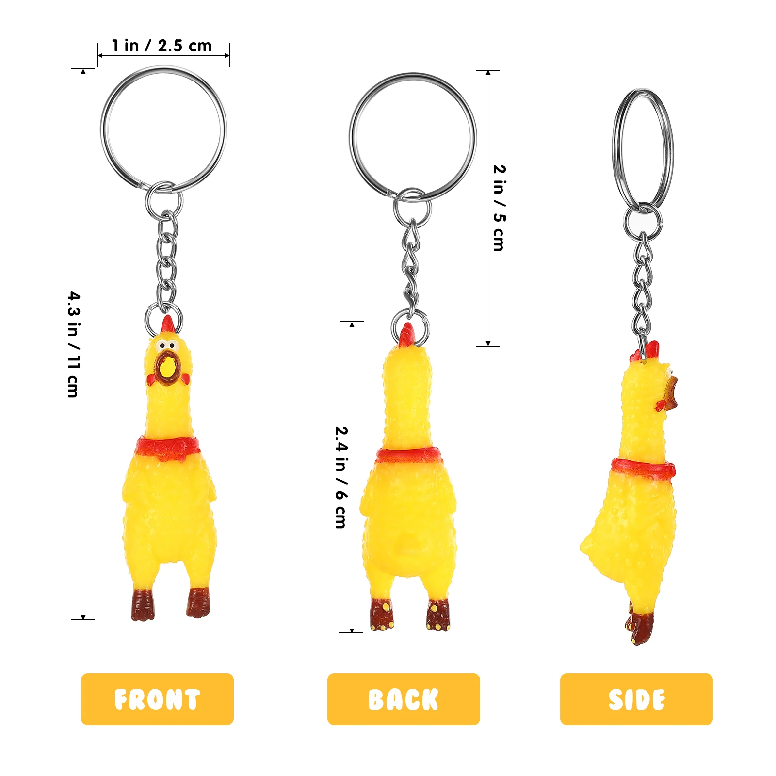 3 Pcs Key Chain Shrilling Chicken Toy Mini Pendant Screaming Charms Lovers