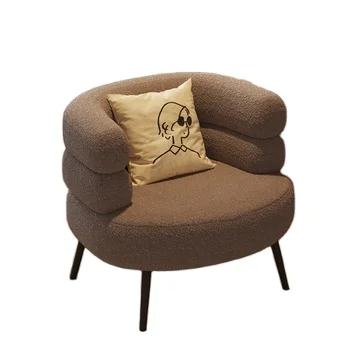 

Nordic simple modern cashmere single sofa lightweight luxury living room balcony small apartment white leisure chair