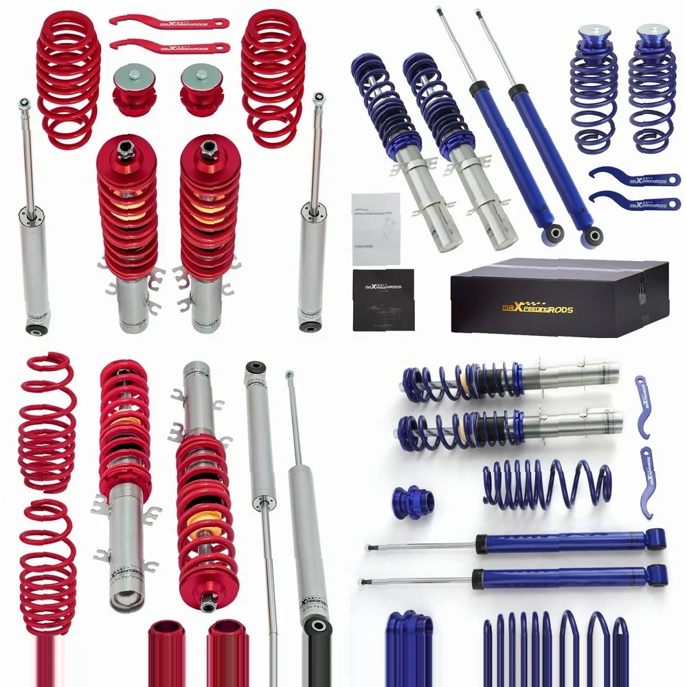 

MaXpeedingrods Adjustable Coilovers for VW Golf IV New Beetle 1997-2010, Height Damping Shock Absorbers
