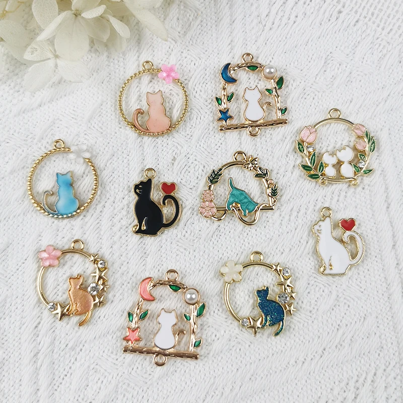 

MuhNa Mix 20pcs/lot Cute Drop Oil Cats Enamel Charms Alloy Kitten Pendants Fit Jewelry Accessories Handmade