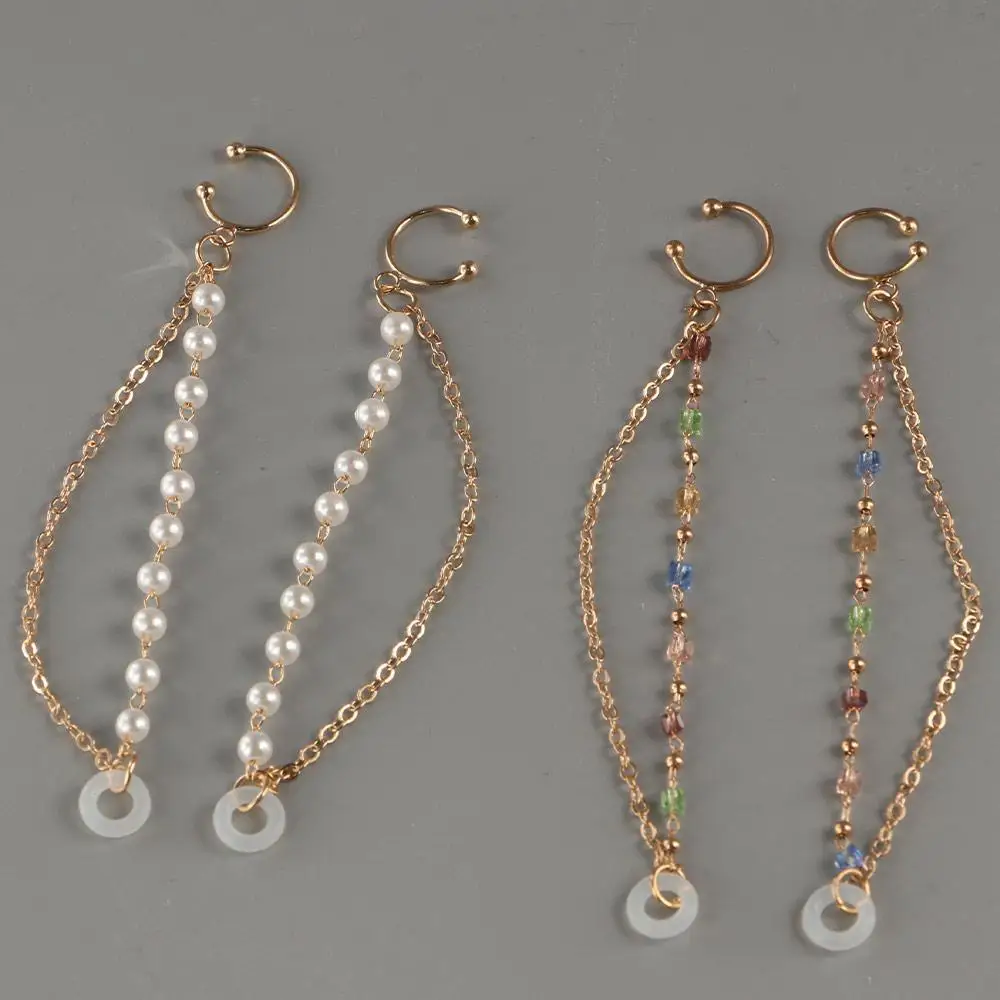 

2pcs/pair Ear Decor Earphone Anti-Lost Chains Pentagram Ear Clip Earphones Chains Double-deck Temperament Earphones Chain Clip