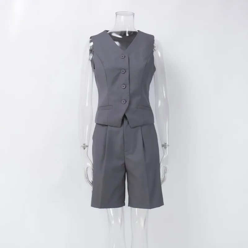 

Vest Vest Suit 2026 Spring and Summer V-neck Single-breasted Vest Straight Suit Shorts