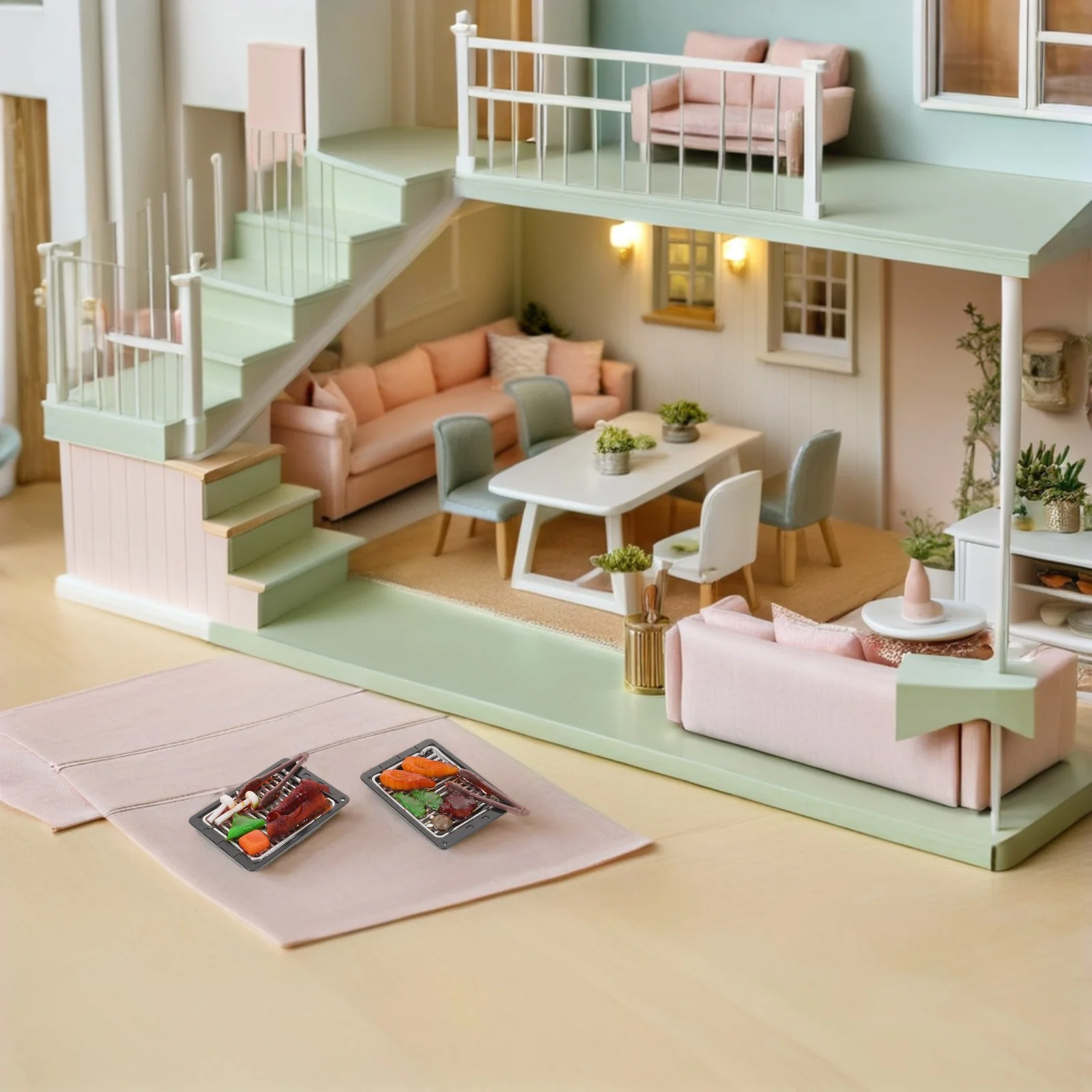 

6Pcs Mini Bbq Grill Set Realistic Pretend Play Kitchen Food Props Party Barbecue Display Play Barbecue Toy Grill