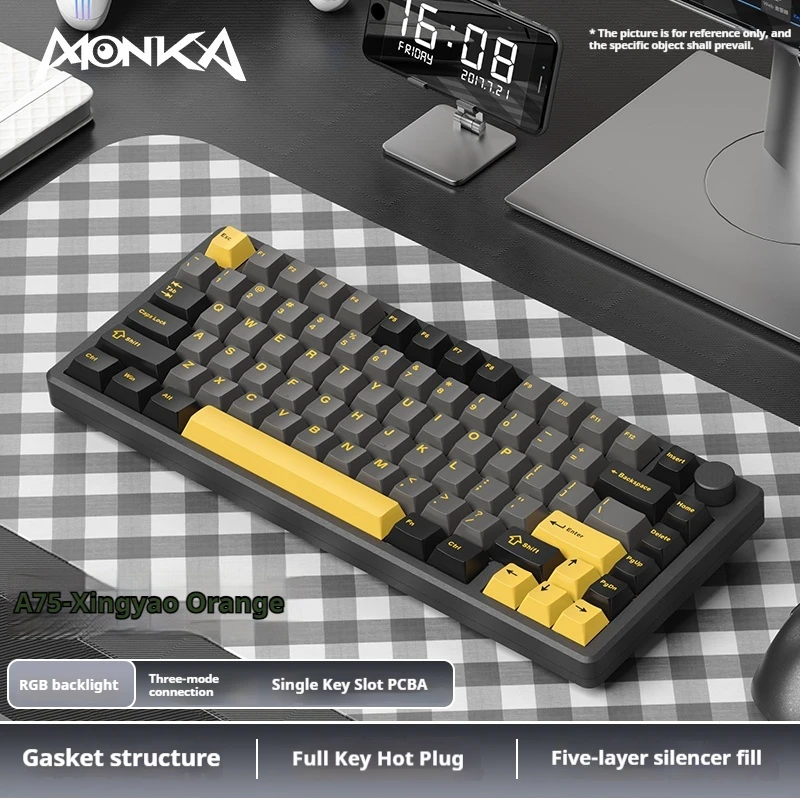 Imagem -05 - Teclado Mecânico sem Fio Bluetooth Personalização de Junta Hot Swap Rgb Escritório Jogos Presente Modo Monka-a75pro