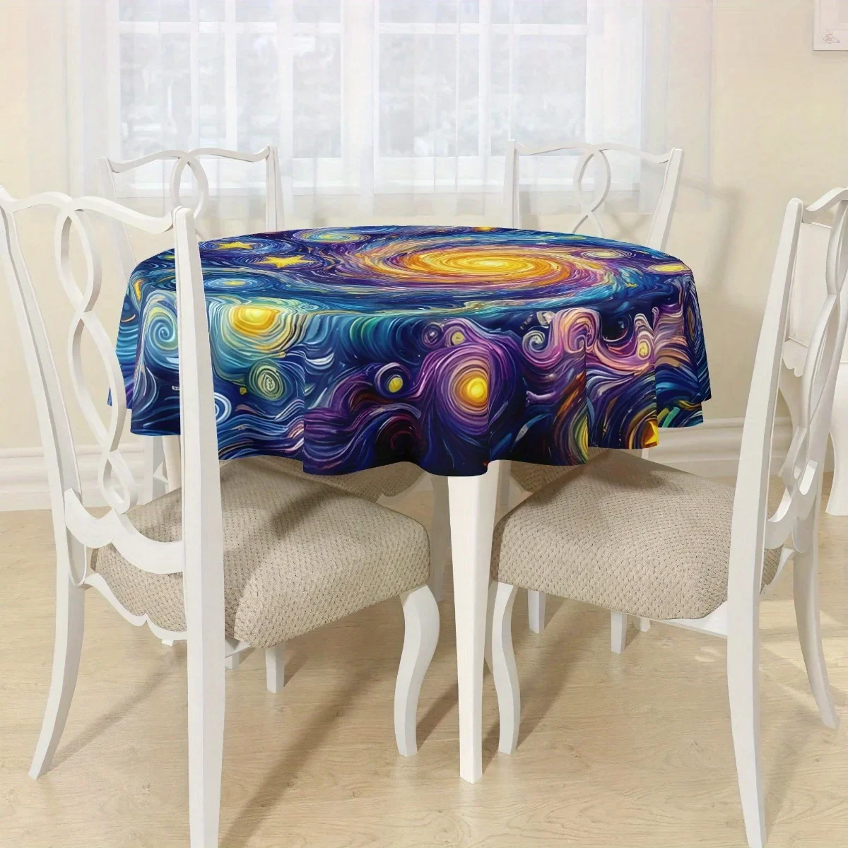 One piece of Van Gogh's starry night tablecloth - water-washable nylon rectangular and circular table coverxzj
