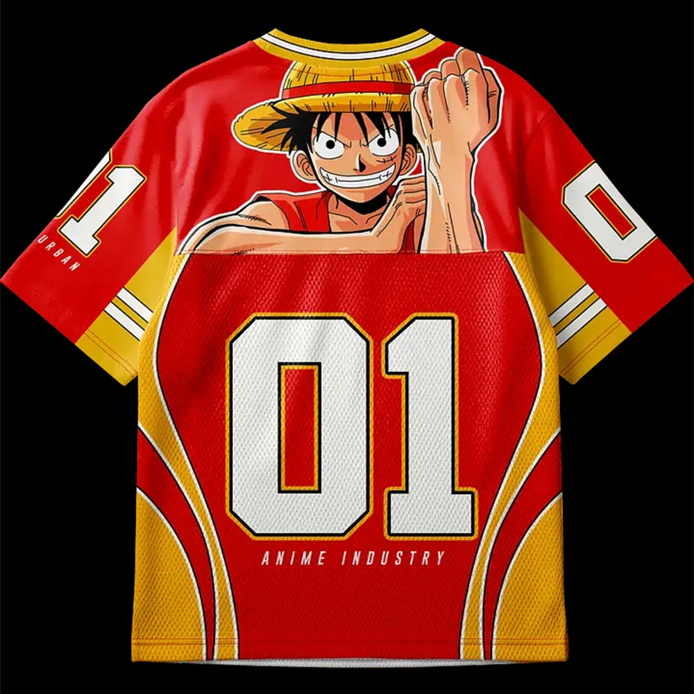 2026 Estate Nuovo Stile Per Bambini ONE PIECE Anime Jersey Monkey D. Rufy Oversize Y2K Uomo Donna 3D Moda Casual T-shirt sportiva