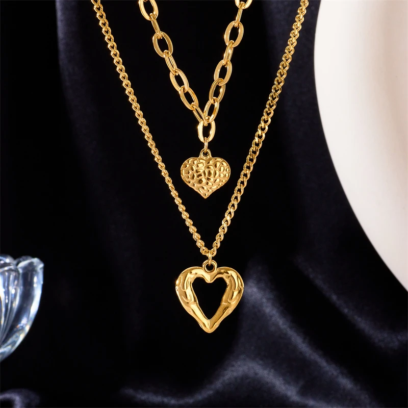 New 316L Stainless Steel Small Uneven Folds 2 Love Necklace High-end Sense Party Accessories Non-fading High-quality Gifts
