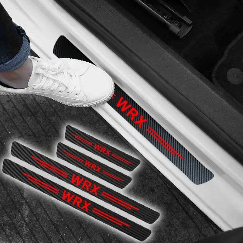 

4pcs Car Door Sill Protector Pedal Scuff Plate Carbon Fiber Stickers for Subaru WRX Impreza Forester Legacy Tribeca Accessories