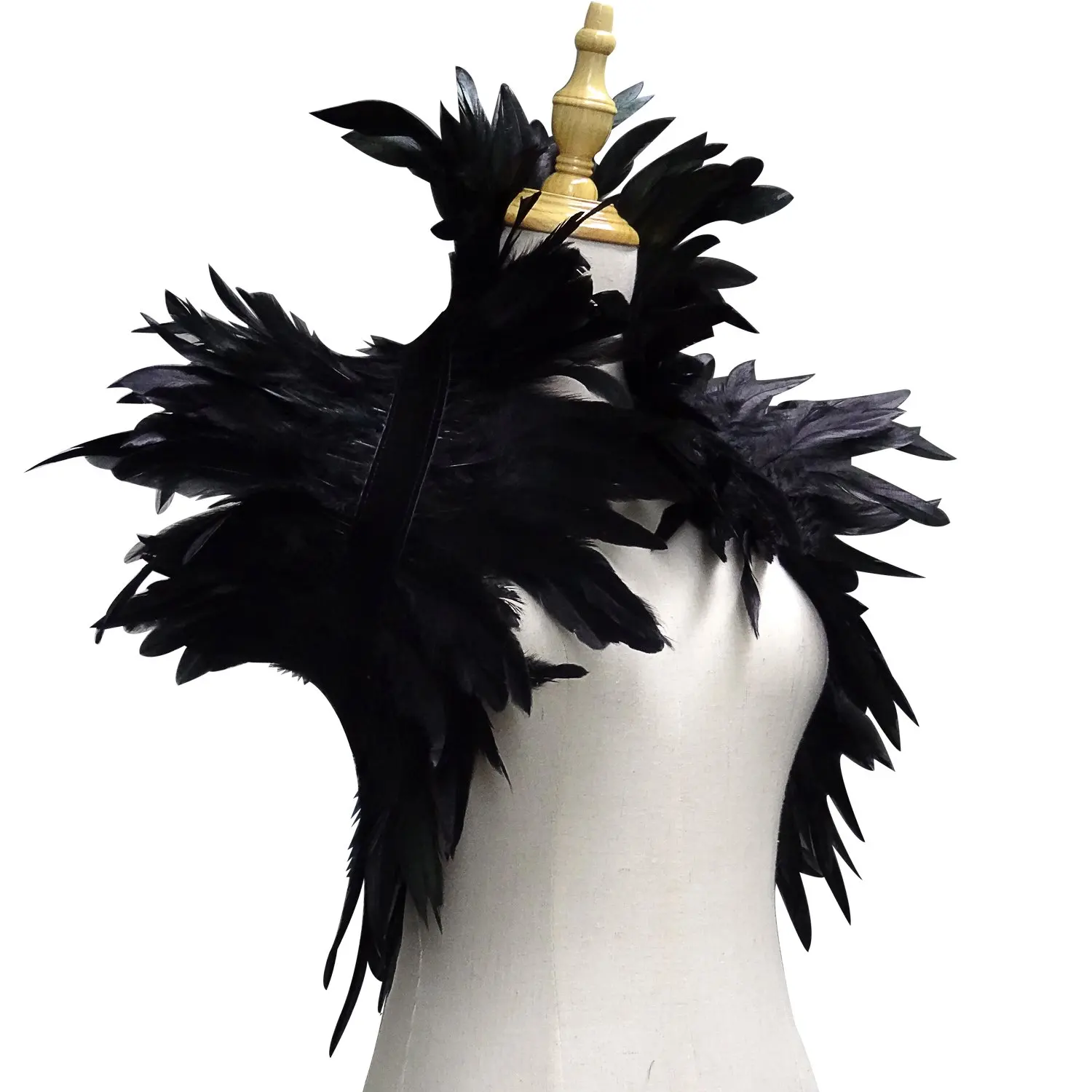 L'VOW Gothic Real Natural Feather Shrug Shawl Shoulder Wrap Cape Victorian Collar