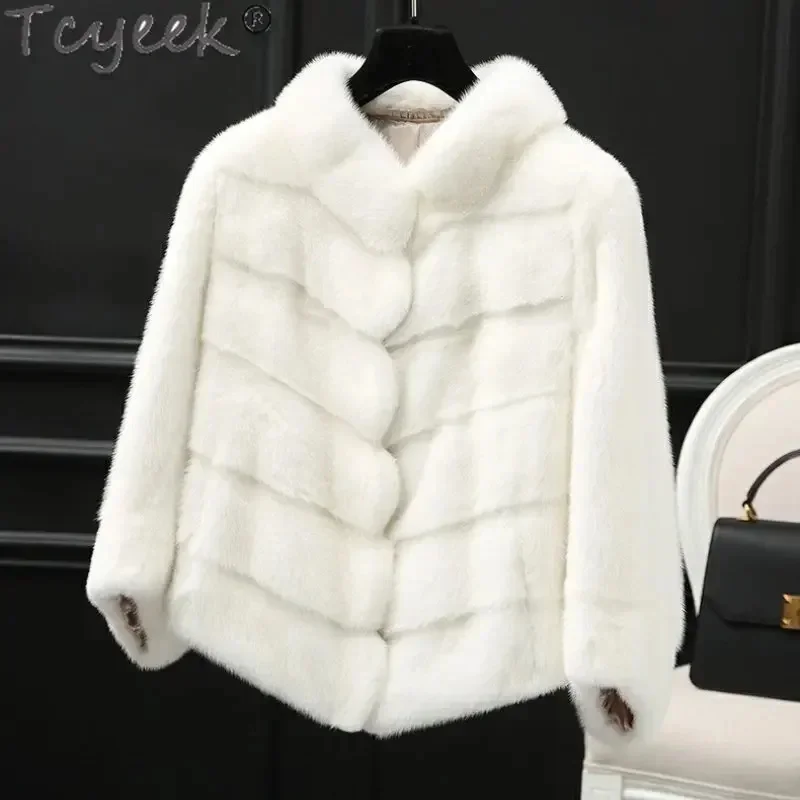 

2024 Tcyeek Elegant Warm Fur Jacket Female Winter Luxury Real Coat Natural Mink Coats Women Clothing Casaco Feminino LM